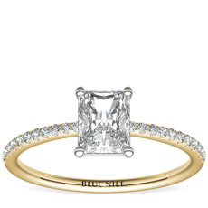 Petite Micropavé Diamond Engagement Ring in 14k Yellow Gold (1/10 ct. tw.) 